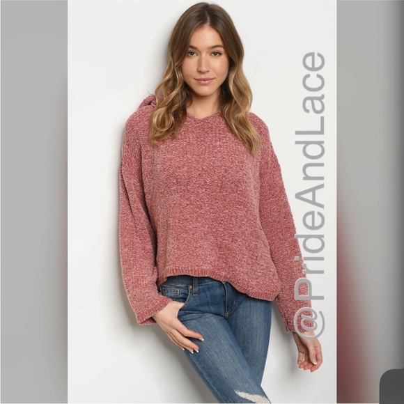 🌺Mauve Chenille Hoodie Sweater🌺 - Picture 1 of 2